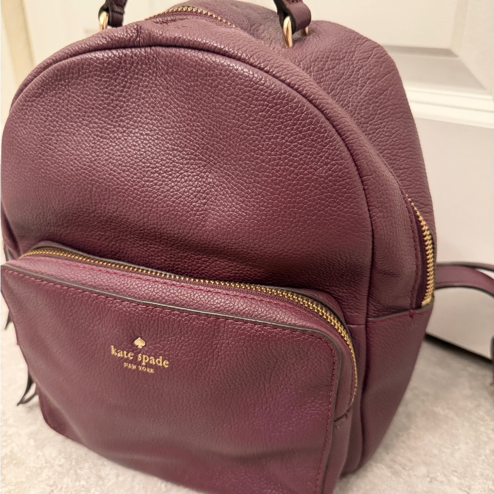 kate spade Plum Pebbled Leather Mini Backpack with Gold Hardware